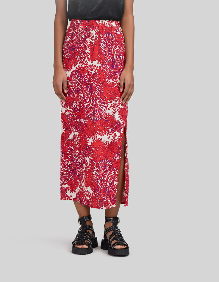 Women’s redcurrant LENZING™ ECOVERO™ bandana print skirt IKKS