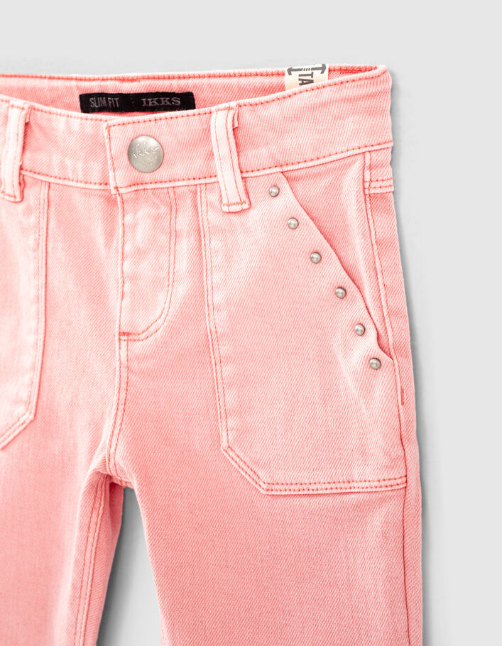 Girls’ medium pink studded slim jeans - IKKS