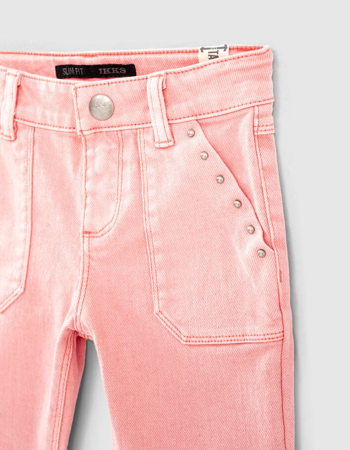 Girls’ medium pink studded slim jeans-3