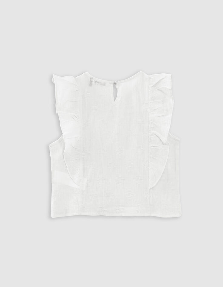 Blouse écrue effet drapé à volants fille-6