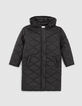 Lange, schwarze M&auml;dchensteppjacke-1