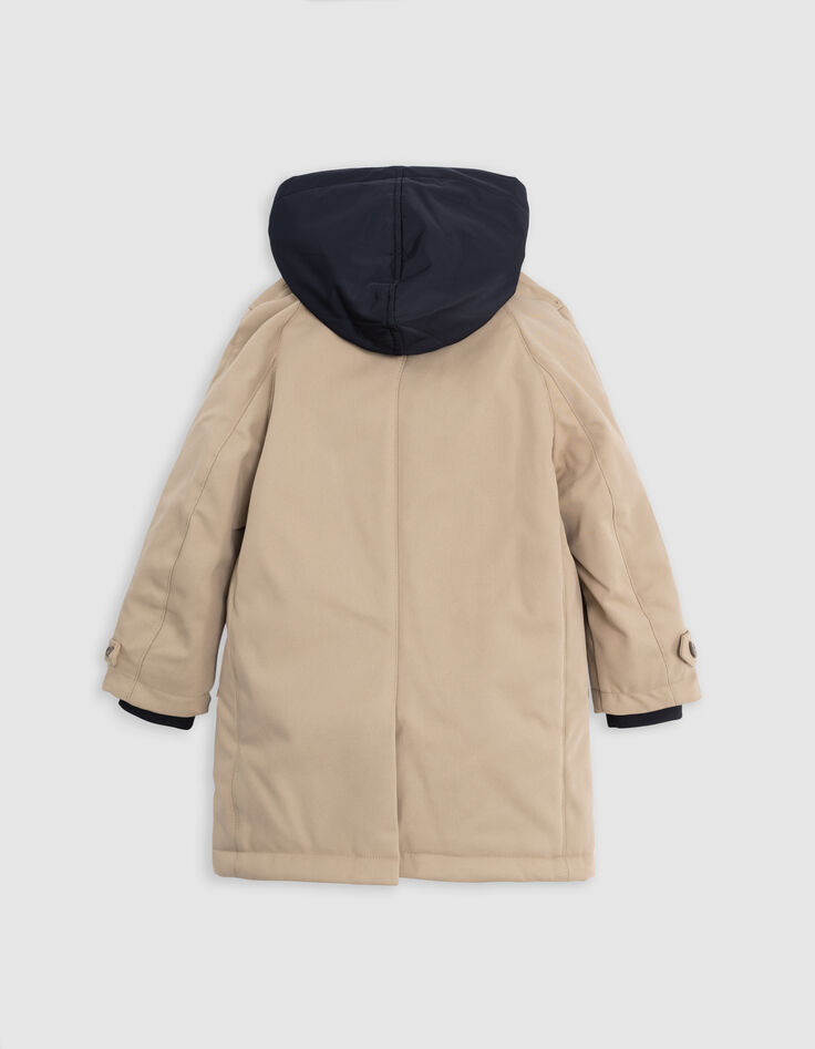 Trench beige avec parementure capuche garçon-2 Trench beige avec parementure capuche garçon-2