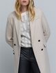 Women's long ecru pea jacket-4