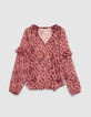 Blouse rose imprim&eacute; animalier Femme-6