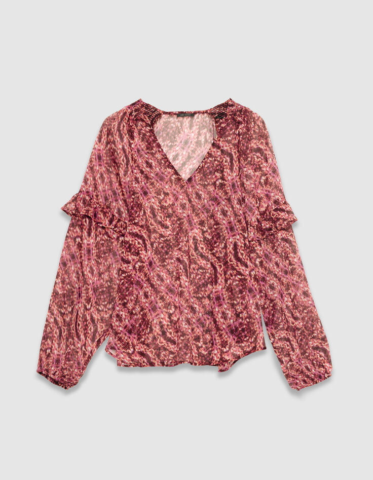 Blouse rose imprim&eacute; animalier Femme-6