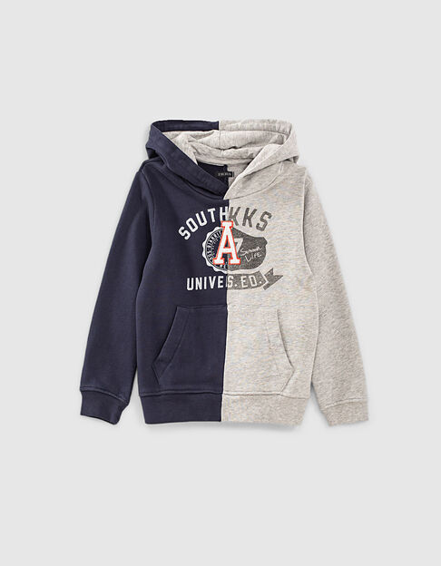 Sweater navy en blauw Collegestijl met kap jongens 