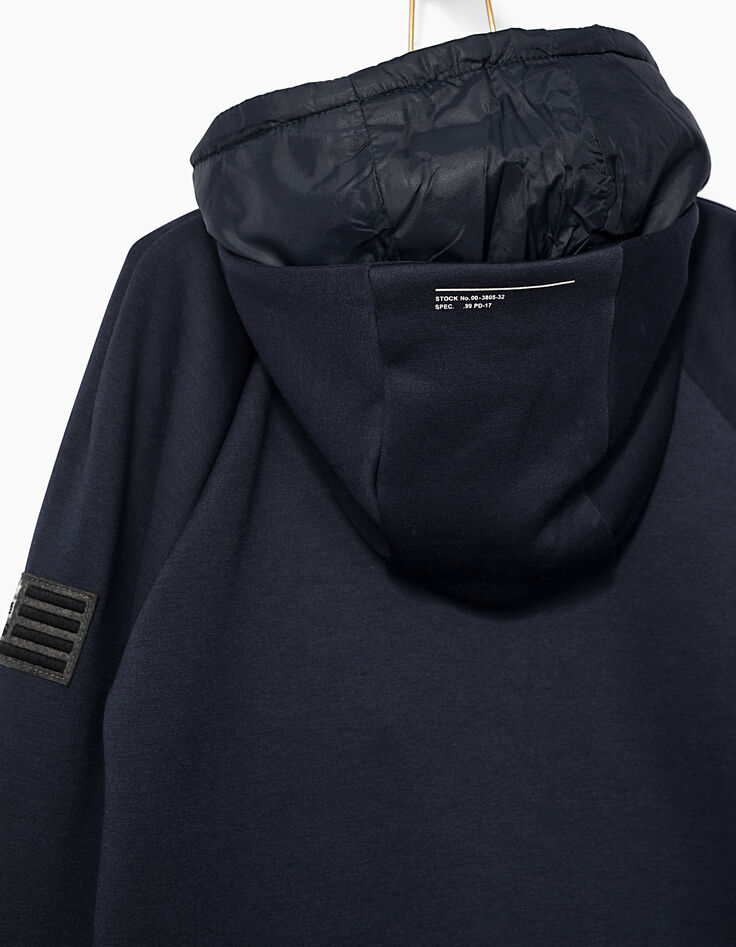Cardigan marine bi-matière à double capuche garçon-5