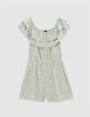 Combishort vert imprimé floral d'été fille-3
