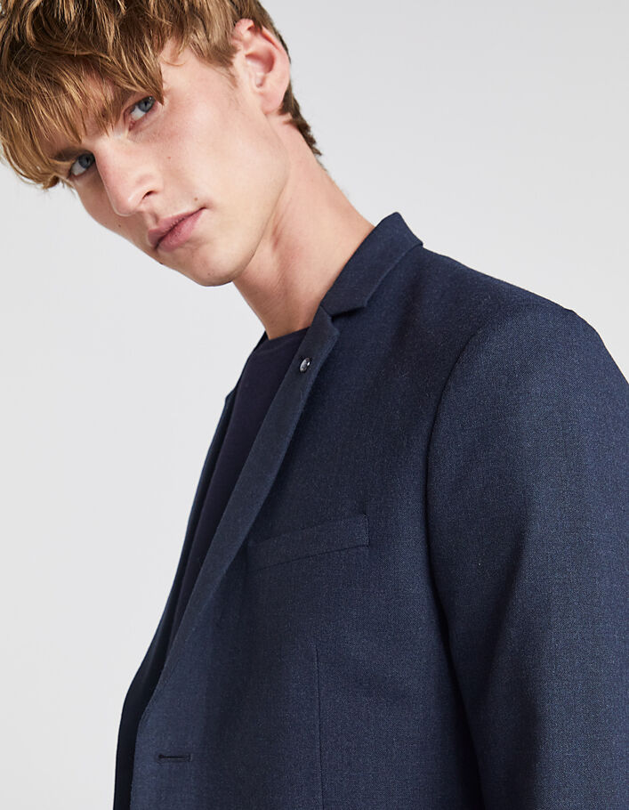 Men's dark blue flannel SLIM suit jacket - IKKS