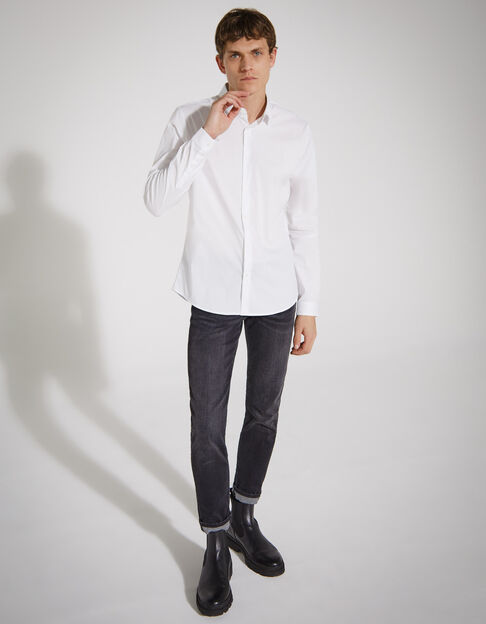 Weißes SLIM-Herrenhemd mit schwarzem Streifen BasIKKS 