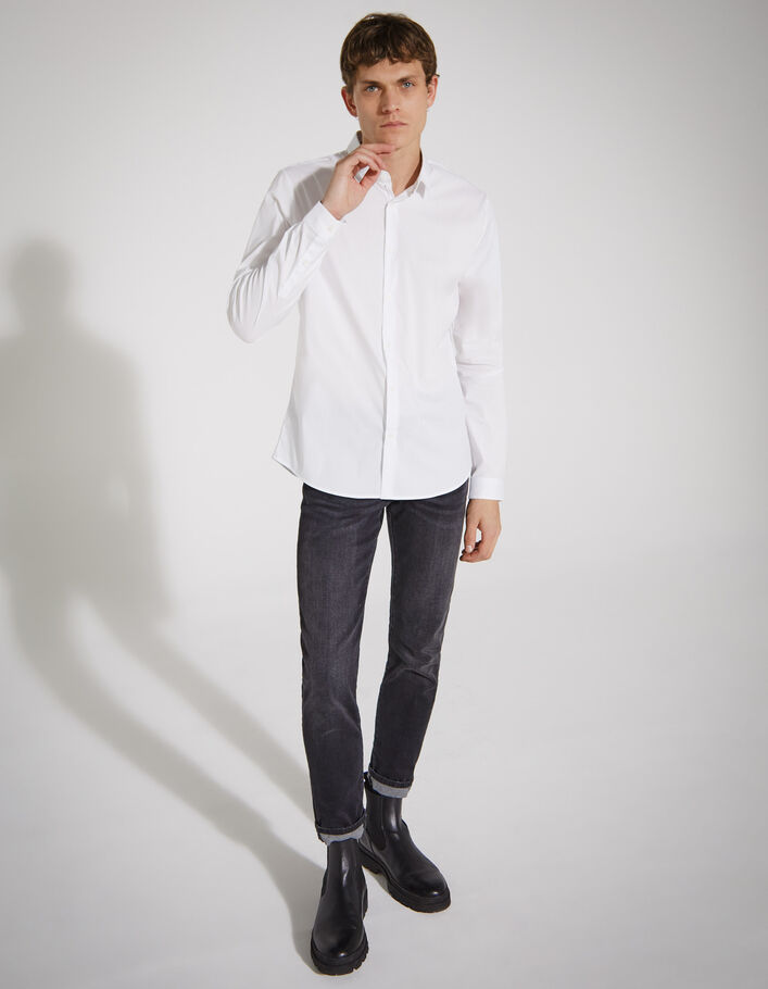 Camisa SLIM blanca con línea negra BasIKKS Hombre -6