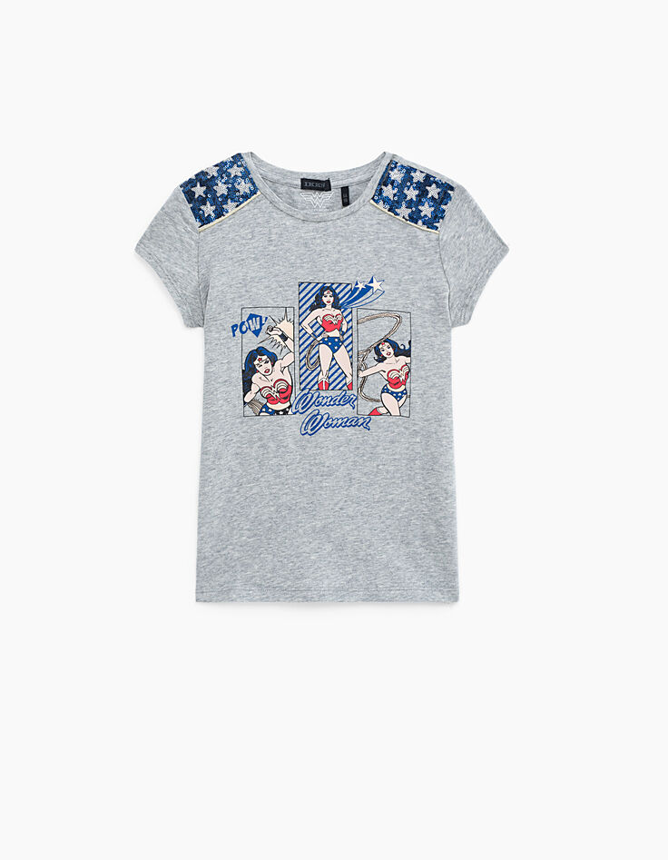 Graues Mädchen-T-Shirt Wonder Woman mit Comicmotiv-1