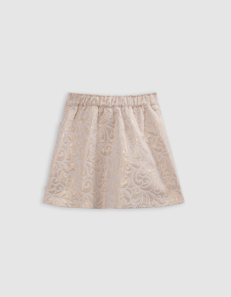 Jupe courte dorée jacquard baroque fille-2