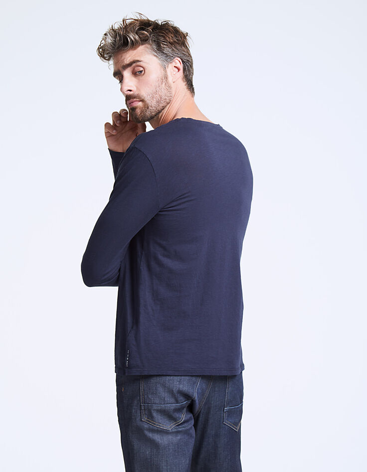 Tee-shirt marine manches longues Homme-3