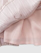 Robe plissée rose rayures dorée col contrasté fille-7