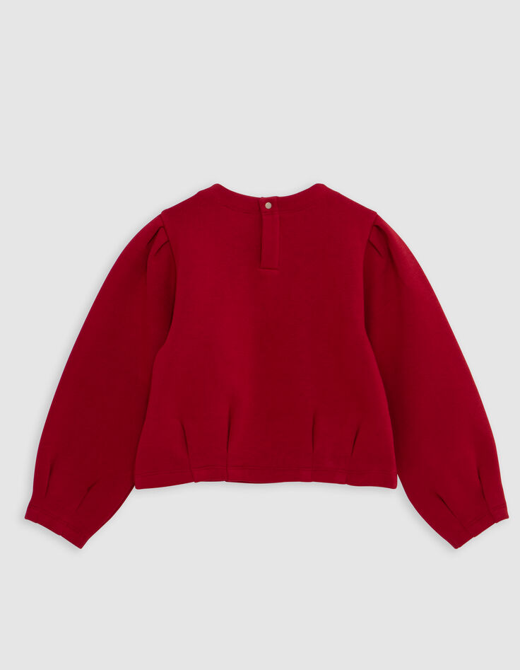 Rotes Sweatshirt, Paillettenmuster, Falten, Mädchen-4