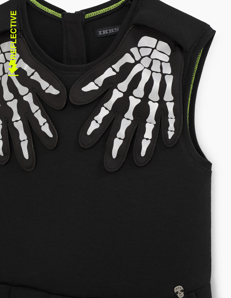Schwarzes M&auml;dchenkleid mit abnehmbaren Handschuhen Halloween-4