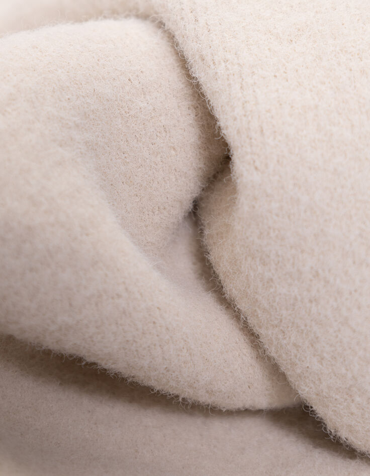Beige gebreid donzig vest met knopen meisjes-6