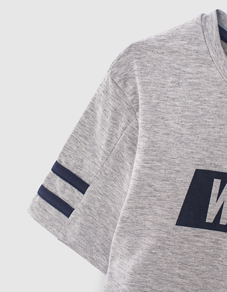 T-shirt gris manches ray&eacute;es navy bio gar&ccedil;on-4