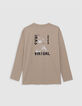 Camiseta beige algodón diseño maxi espalda niño-3