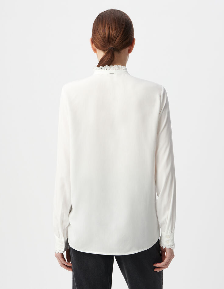 Wei&szlig;es Hemd f&uuml;r Damen mit bestickter Spitze-4