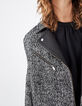 Women’s black wool blend coat with faux leather collar-4