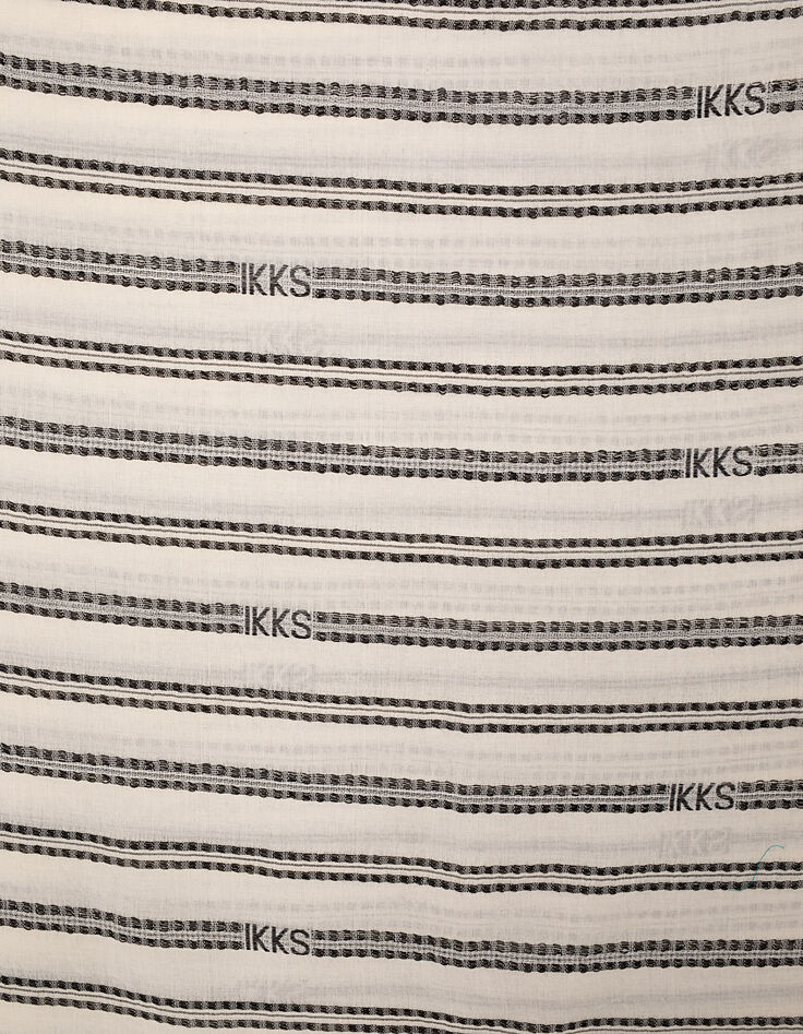 Chèche 100% coton à rayures noir et blanc logos IKKS femme-2