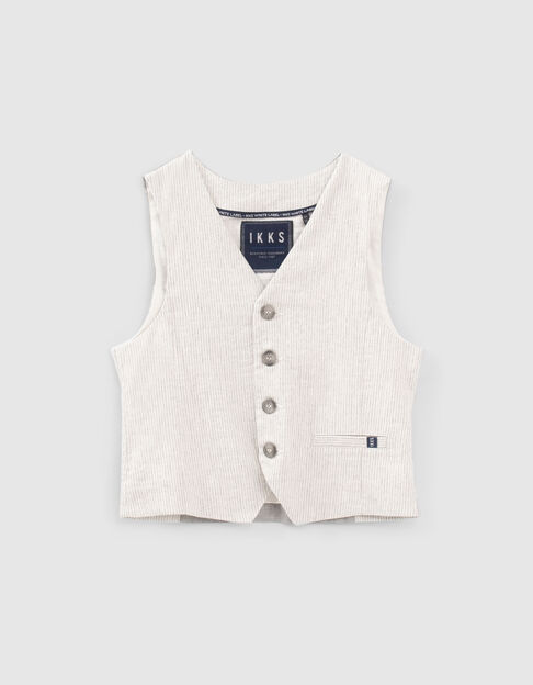 Chaleco traje beige rayas niño