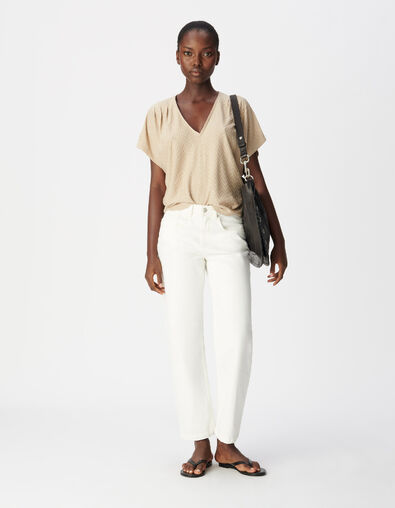 Lockeres T-Shirt aus goldenem Lurexstrick f&uuml;r Frauen - IKKS