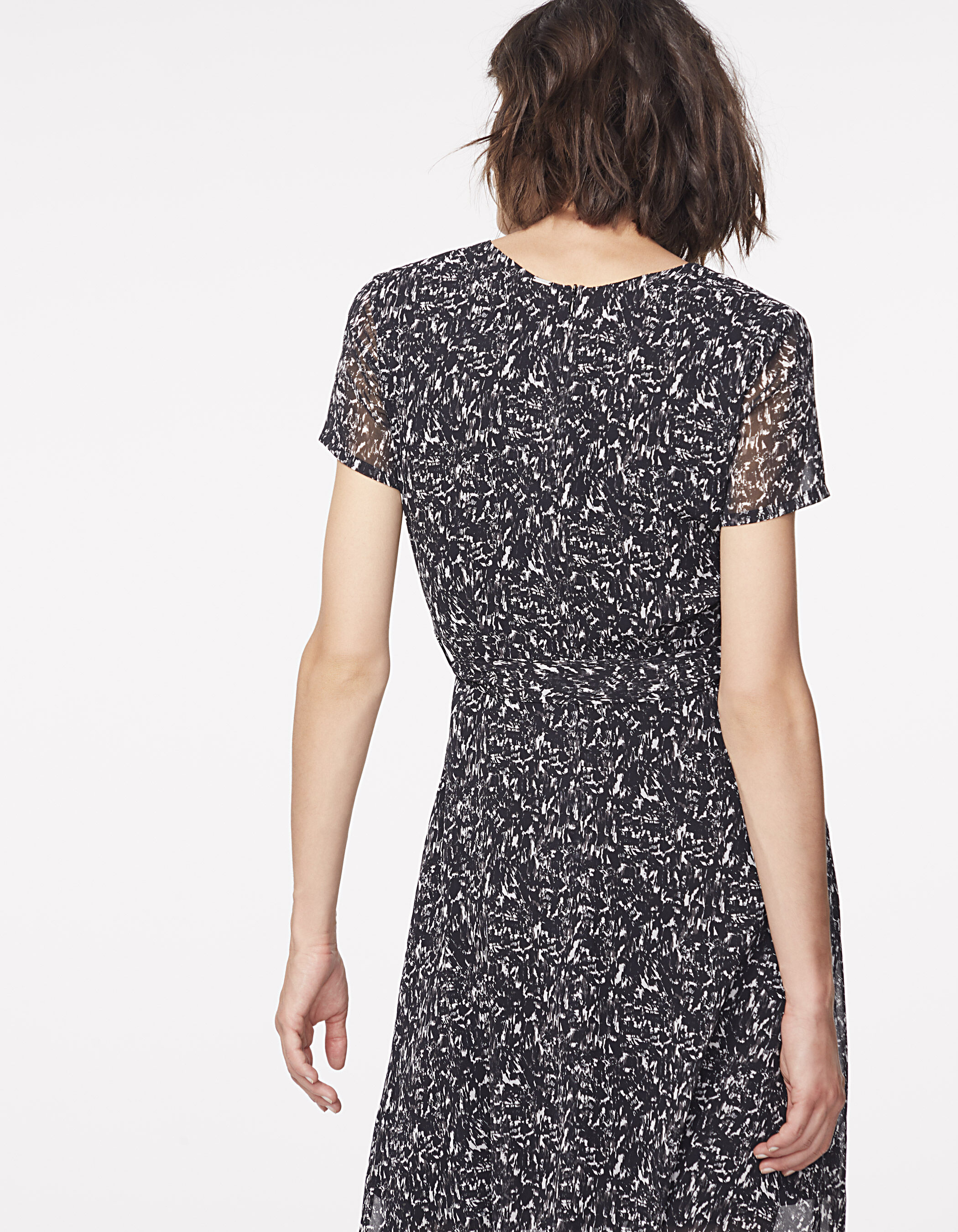 Robe longue en voile imprime wavy fond noir femme IKKS