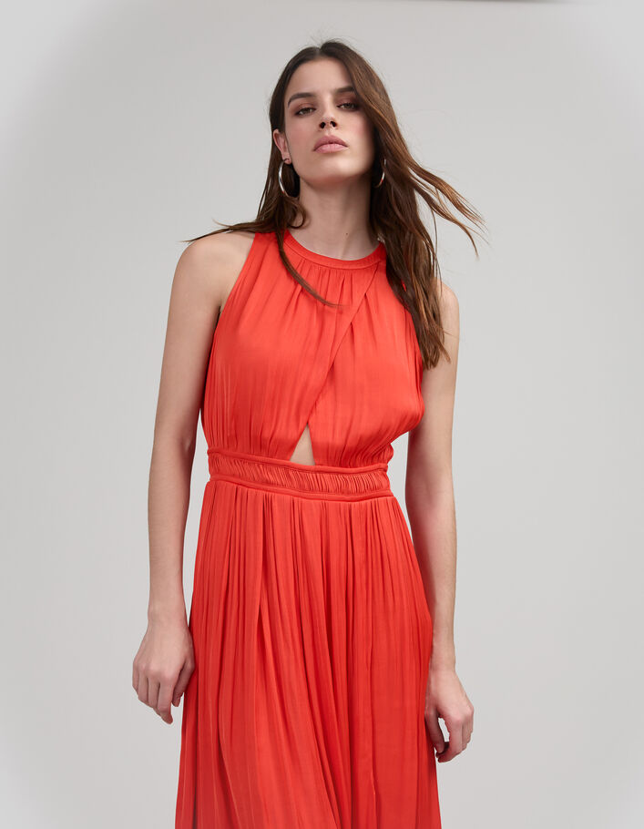 Robe longue orange recyclée haut asymétrique Femme - IKKS
