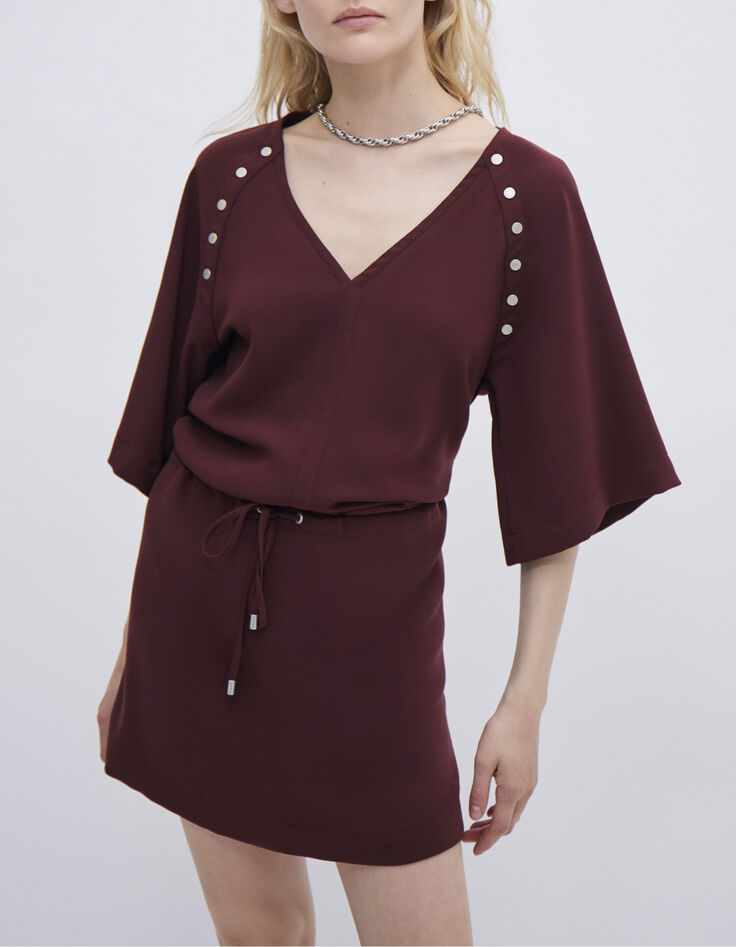 Women’s garnet dress with press stud decor-2