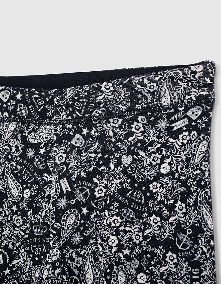 Leggings réversible navy imprimé tattoos et uni fille-4