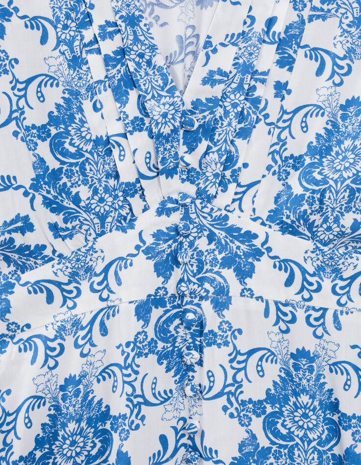 Robe LENZING&trade; ECOVERO&trade; imprim&eacute; fa&iuml;ence bleu Femme-3