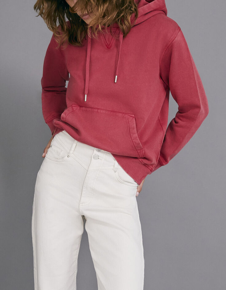 Sudadera capucha loose algodón grosella print mujer-5
