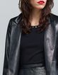 Veste courte argentée velours métallisé Femme-5