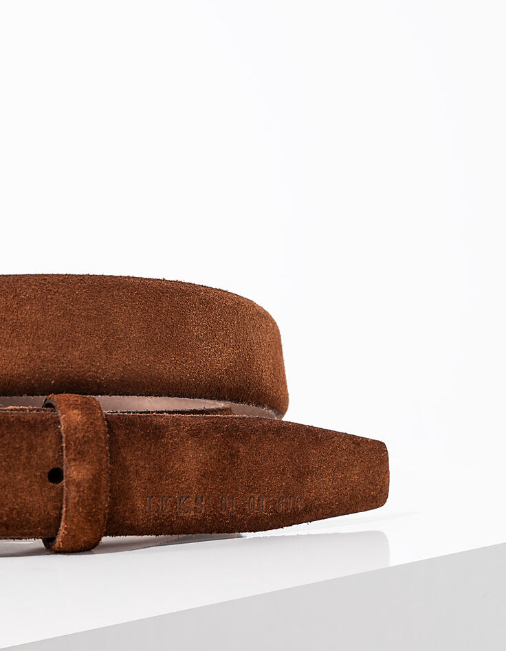 Men’s cognac suede leather belt+metal buckle-2