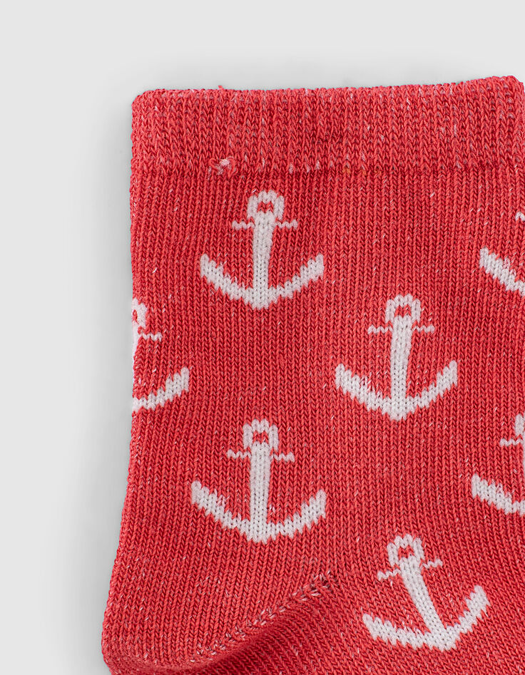 Marineblaue, weiß gestreifte und orangefarbene Socken -4