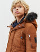 Parka cognac à parmenture matelassée garçon-1