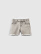 Short en jean light grey bio à ganse tressée fille-1