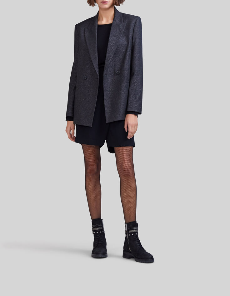 Zwarte blazer met glitters Dames-1