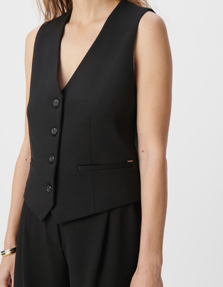 Gilet sans manches noir maille Milano Femme-5