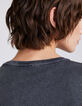 Tee-shirt Queen en coton noir acid wash femme-6