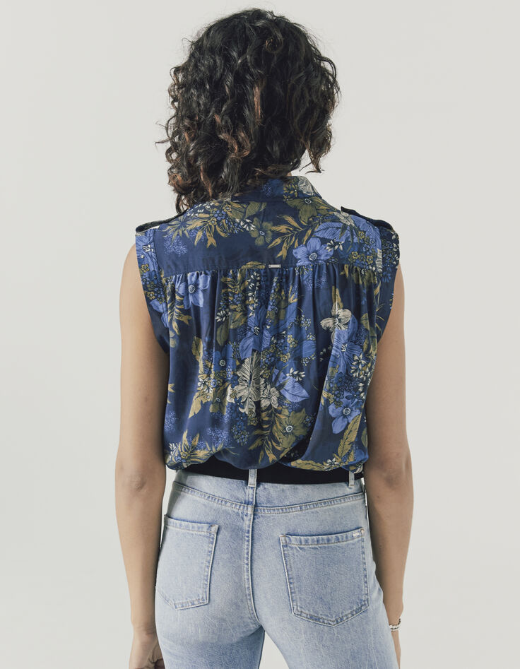 Top imprim&eacute; floral tropical avec pattes &eacute;paules femme-2
