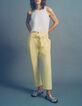 Gele brede broek met afneembare riem Dames-6