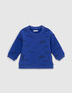 Sweat bleu avec print tampons bébé garçon -1