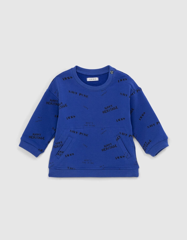 Sweat bleu avec print tampons bébé garçon -1
