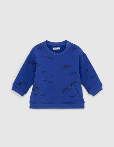 Blauwe sweater met stempelprint babyjongens  - IKKS
