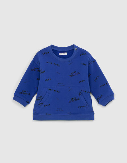 Blauwe sweater met stempelprint babyjongens 