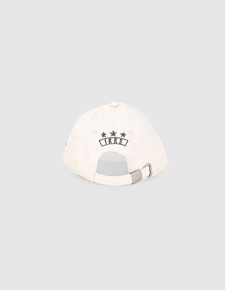 Hellbeige melierte Mädchen-Kappe mit Nadel-Stickmotiv-3